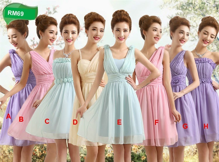 Four-colors Simple Midi Chiffon Bridesmaids Dress