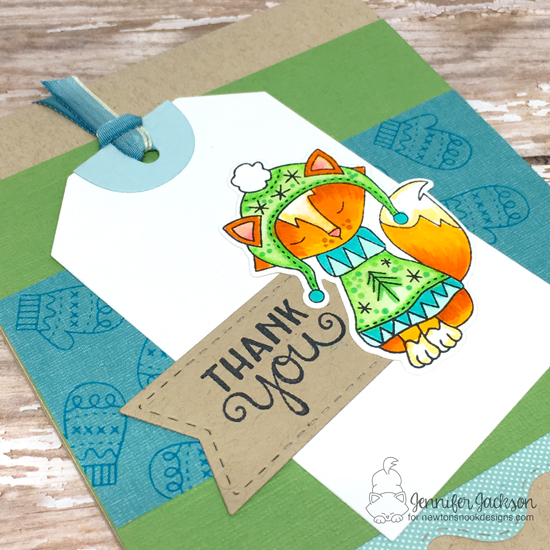 Fox in Sweater Thank You Card by Jennifer Jackson | Sweater Weather Stamp Set by Newton's Nook Designs #newtonsnook #handmade