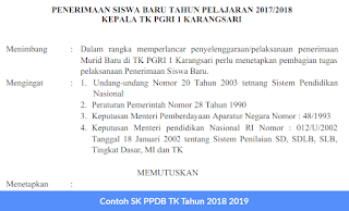Contoh Sk Ppdb Tk Tahun 2018 2019 Ppdb Penerimaan Peserta