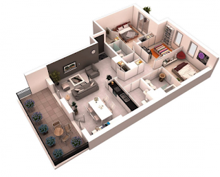 Desain Rumah Modern Insprasi 25 Denah Desain Rumah Modern 3D Sederhana dan Minimalis 3 Kamar
