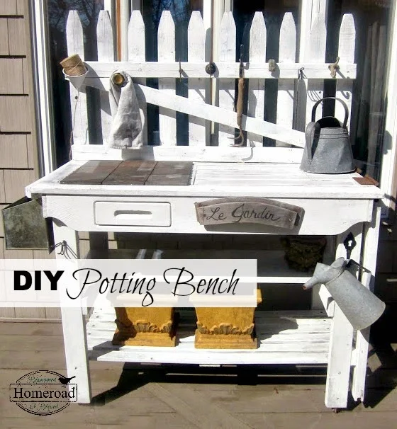 potting bench with overlay