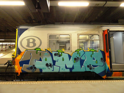 50% of the trains are painted by foreigners and 50% by Belgian writers. In most cases the trains aren't buffed and it's cool to see running panels and whole cars - Hulk