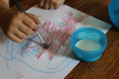 The Unlikely Homeschool: Preschool Art Class: Milk Painting