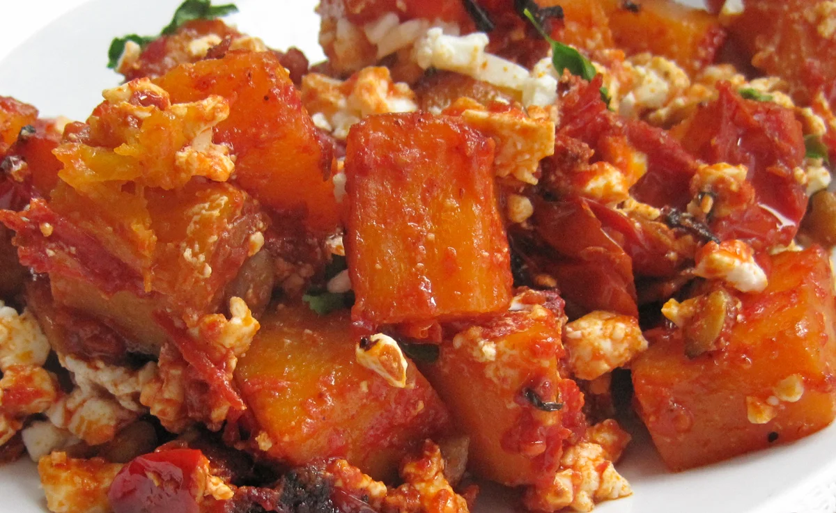 Moroccan Style Butternut with Spiced Tomatoes and Feta