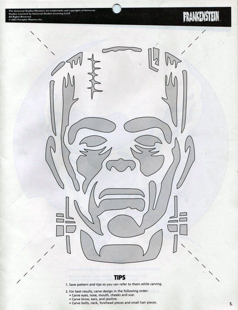 Printable frankenstein pumpkin carving pattern template free download ...