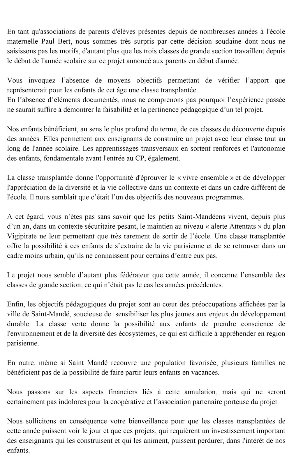 Doc Lettre Aux Parents Debut D Annee