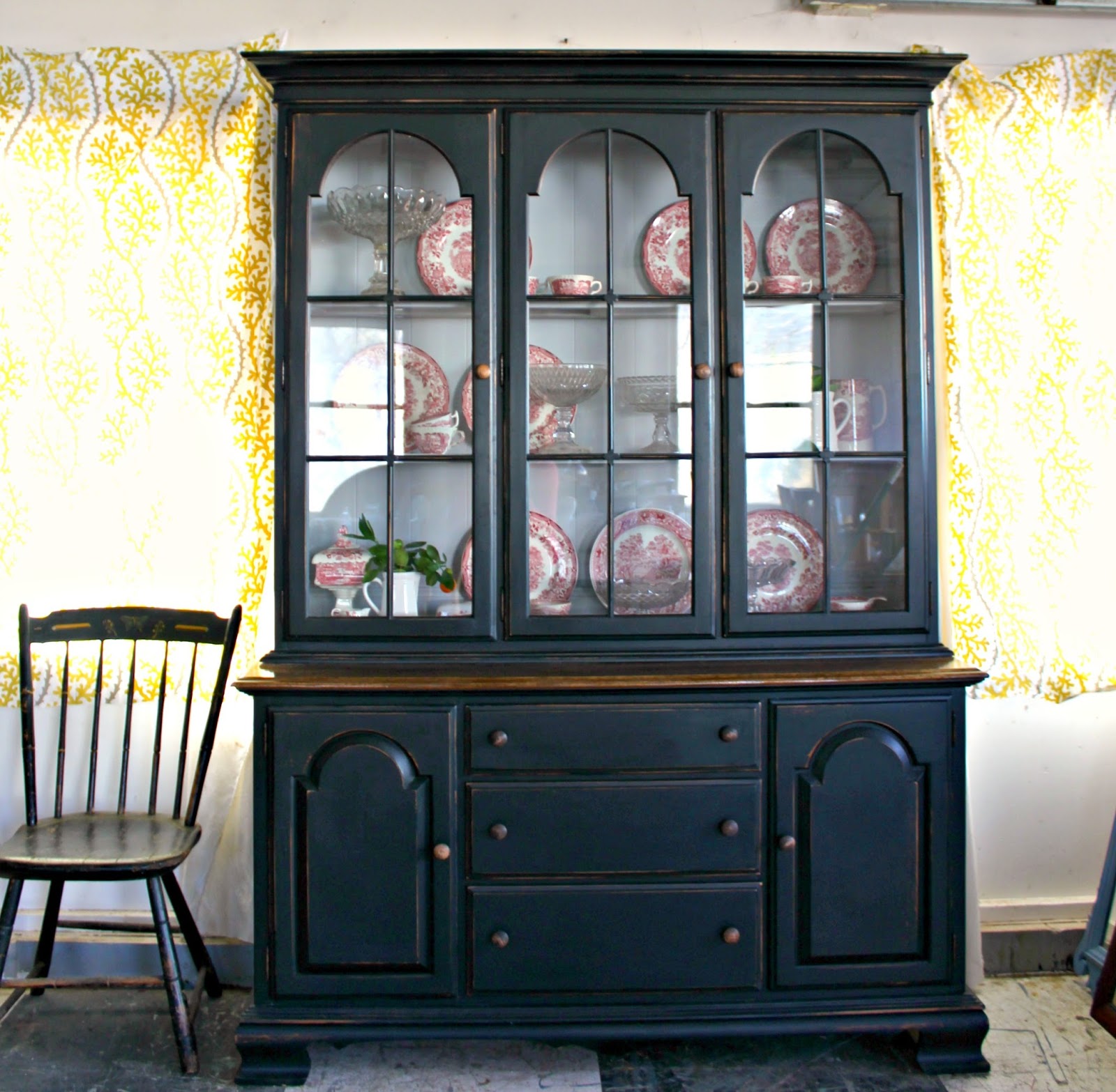 Heir and Space A Solid Maple Hutch in Black and Gray