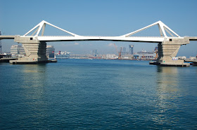 La Porta de Europa Bridge in Barcelona Harbor