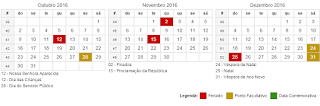 feriados em 2016