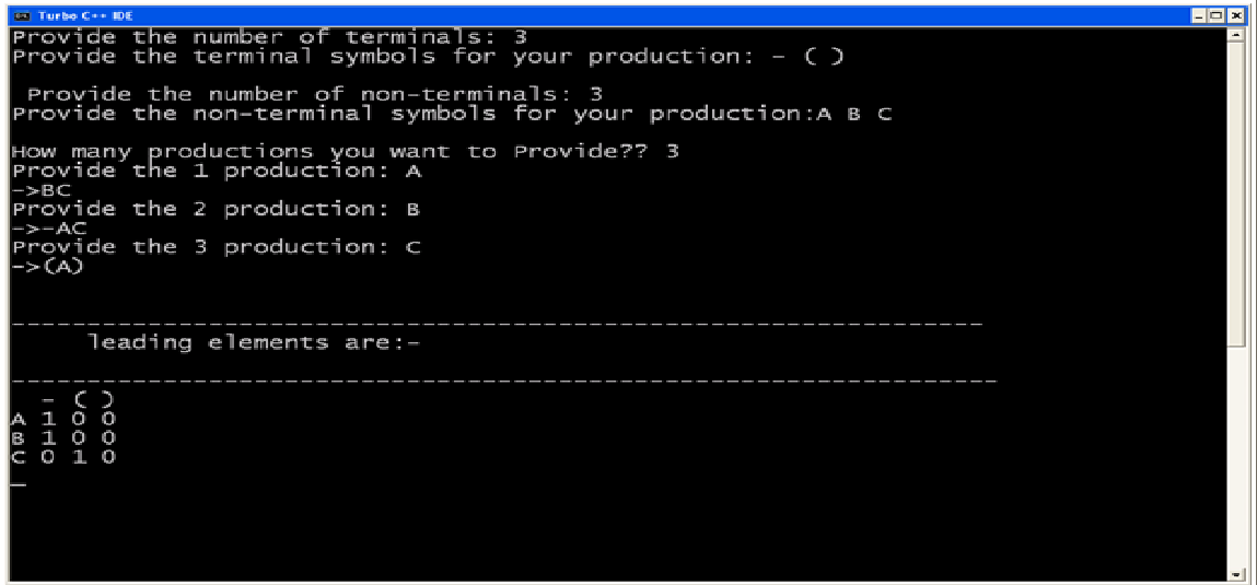 Program to find leading terminals