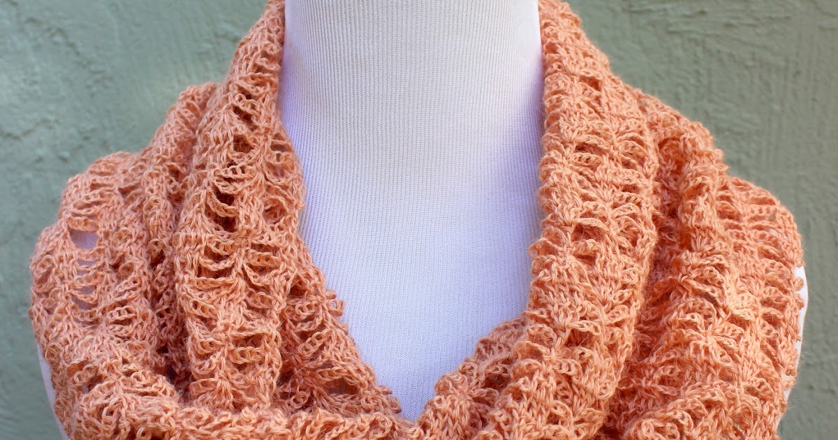Lacy Crochet: Peach Lace Infinity Crochet Scarf