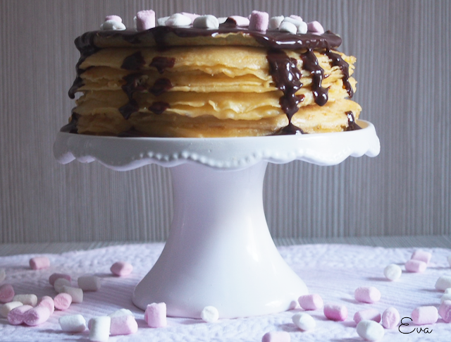 TARTA DE CREPES CON NATILLAS Y CHOCOLATE