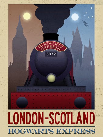 Harry Potter Travel Poster - London to Scotland via the Hogwarts Express