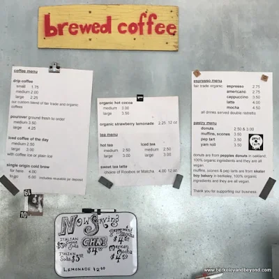 drink menu at Coffee Conscious in Berkeley, California