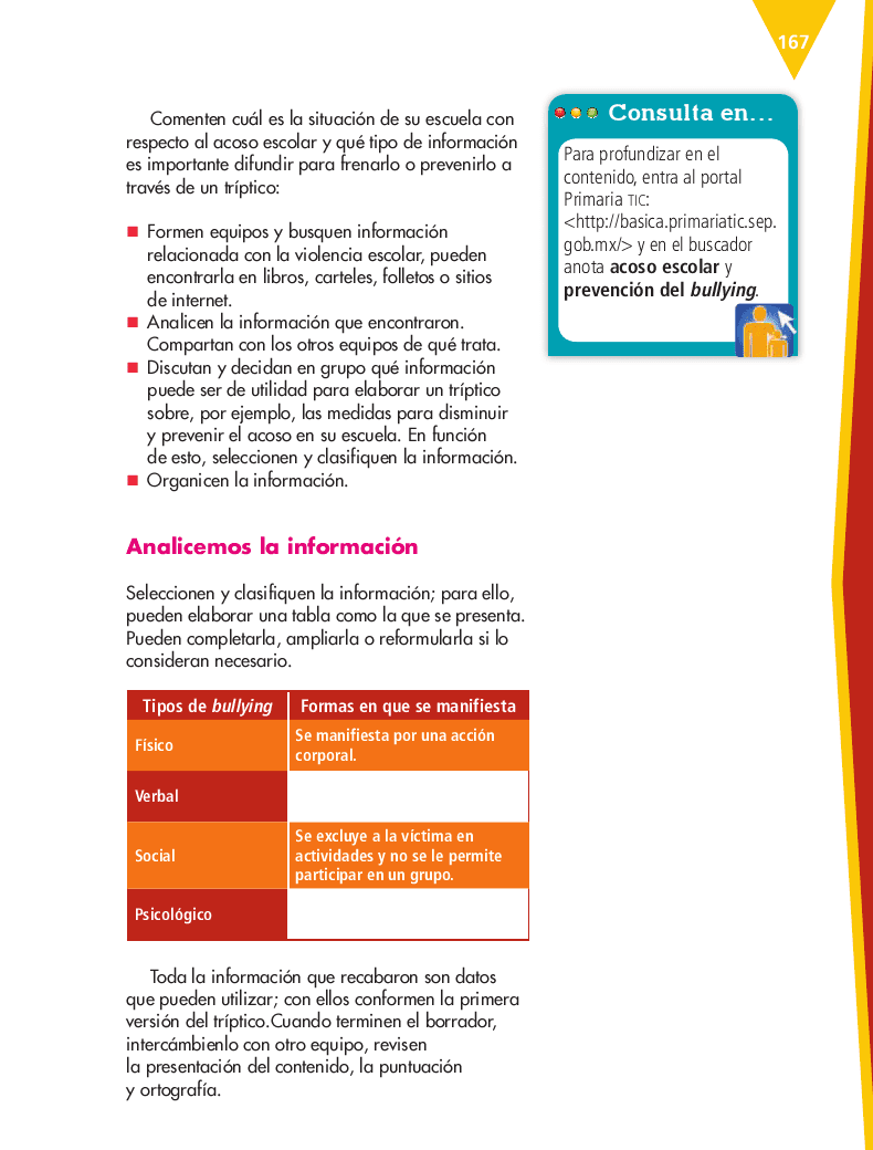 Elaborar un triptíco sobre la prevención del bullying en la comunidad escolar - Español 5to Bloque 5 2014-2015