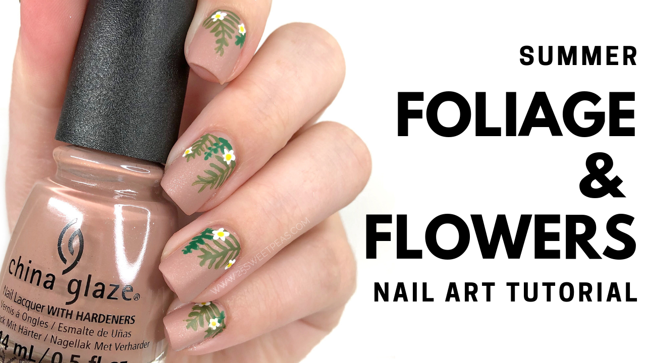 Summer Foliage and Flower Nail Art