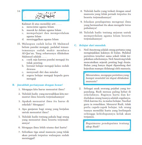 Soal Dan Jawaban Hadits Tentang Menuntut Ilmu Guru Paud