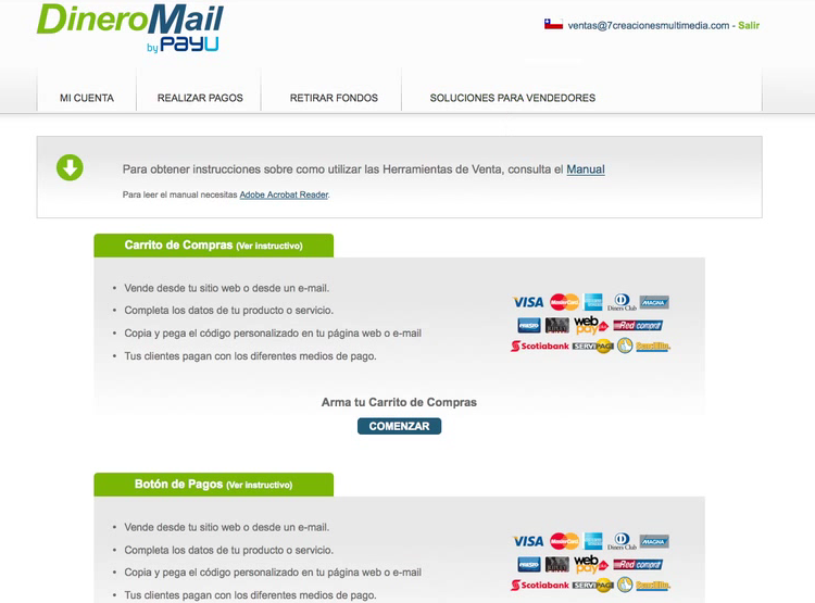 DineroMail Account Settings DineroMail Account Settings Screen