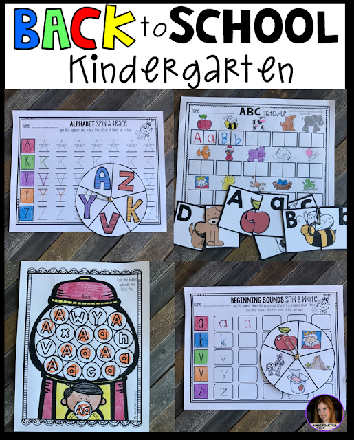 Back to School Activities and Printables for Kindergarten. Name activities, printables and math and literacy centers.