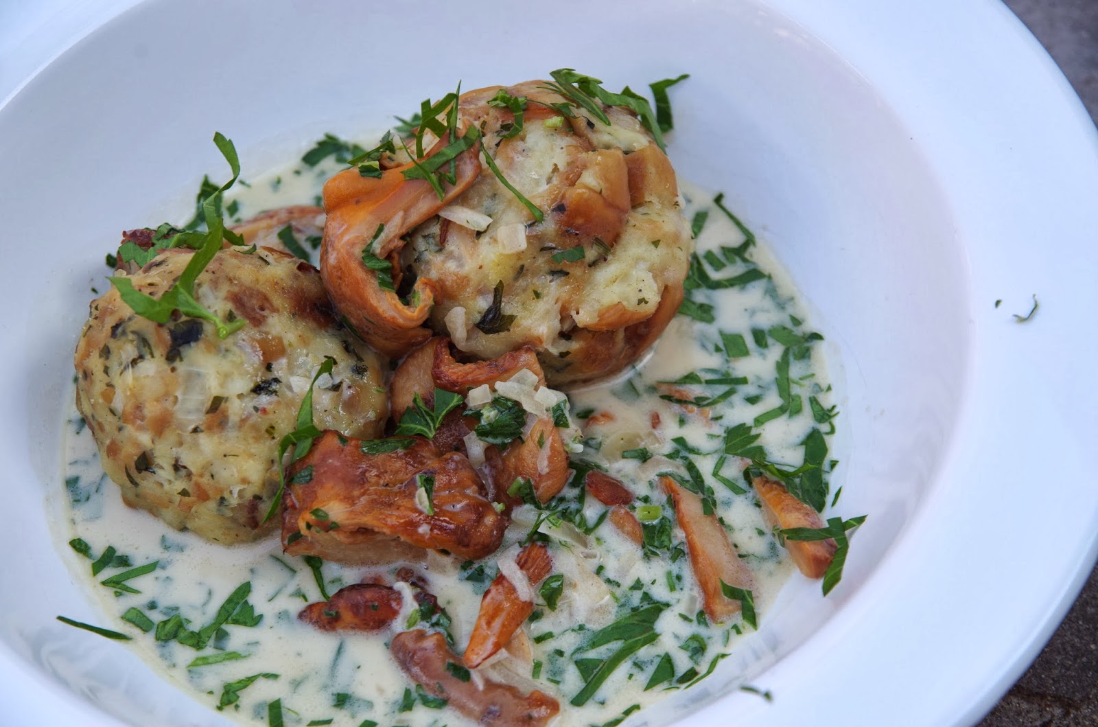 Hungry in San Francisco Pretzel Dumplings with Creamed Chanterelle