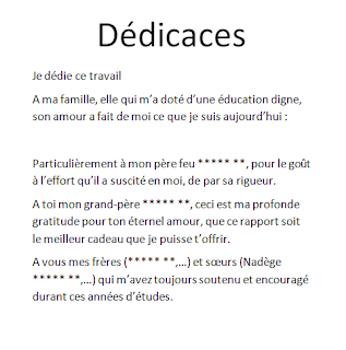 Exemples de dédicaces pour rapport de de fin d'étude, dédicace rapport de stage, et dédicace mémoire