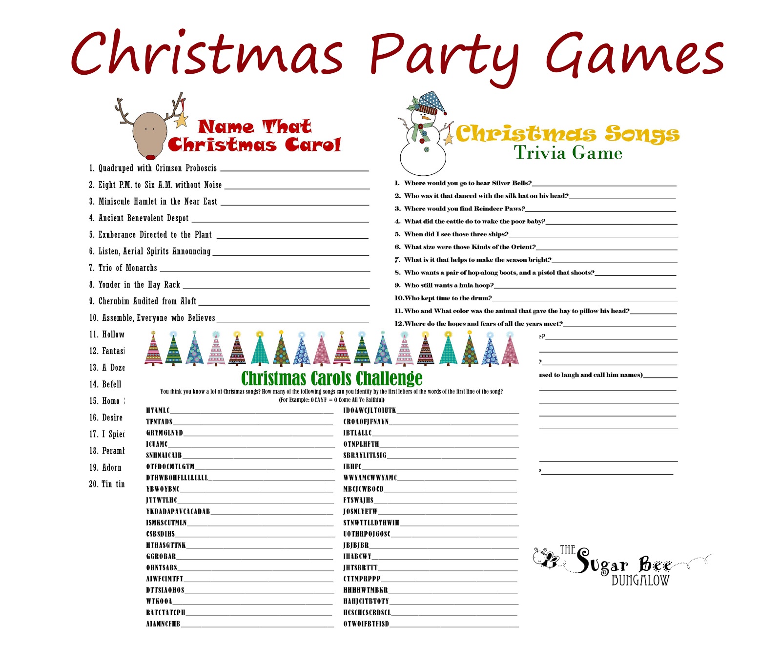 40 FREE Printable Christmas Party Games – Tip Junkie