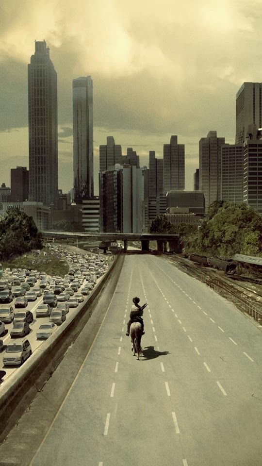 The Walking Dead Rick Ride Horse Atlanta City  Galaxy Note HD Wallpaper