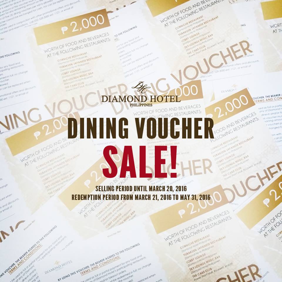 Manila Shopper Diamond Hotel Dining Vouchers SALE March 2016