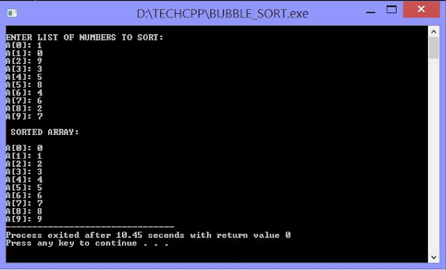 C++ Program to sort elements using Bubble Sort [DEVCPP/GCC] - TECHCPP