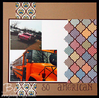 So American Scrapbook Page featuring the Comfort Cafe Papers by UK based Stampin' Up! Demonstrator Bekka Prideaux - check her blog each Saturday for Scrapbooking Ideas