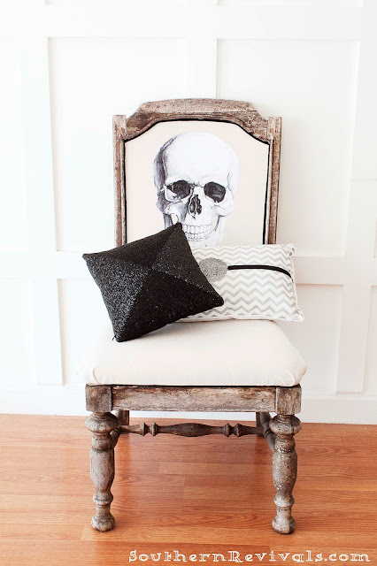 DIY Halloween Skull Skeleton Chair Makeover Redo Upcycle