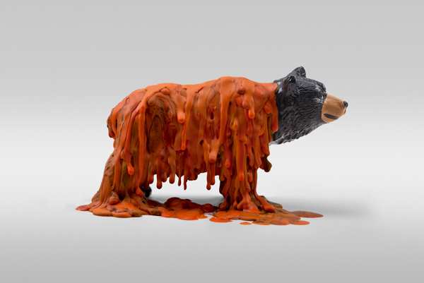 plastic animals with melted crayons