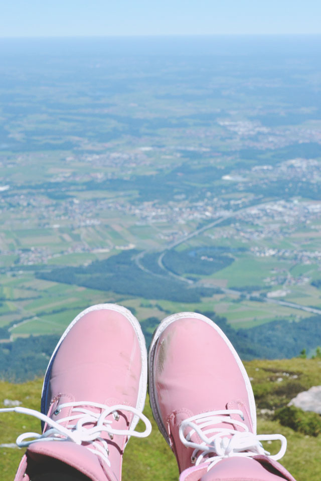 Pink hiking boots