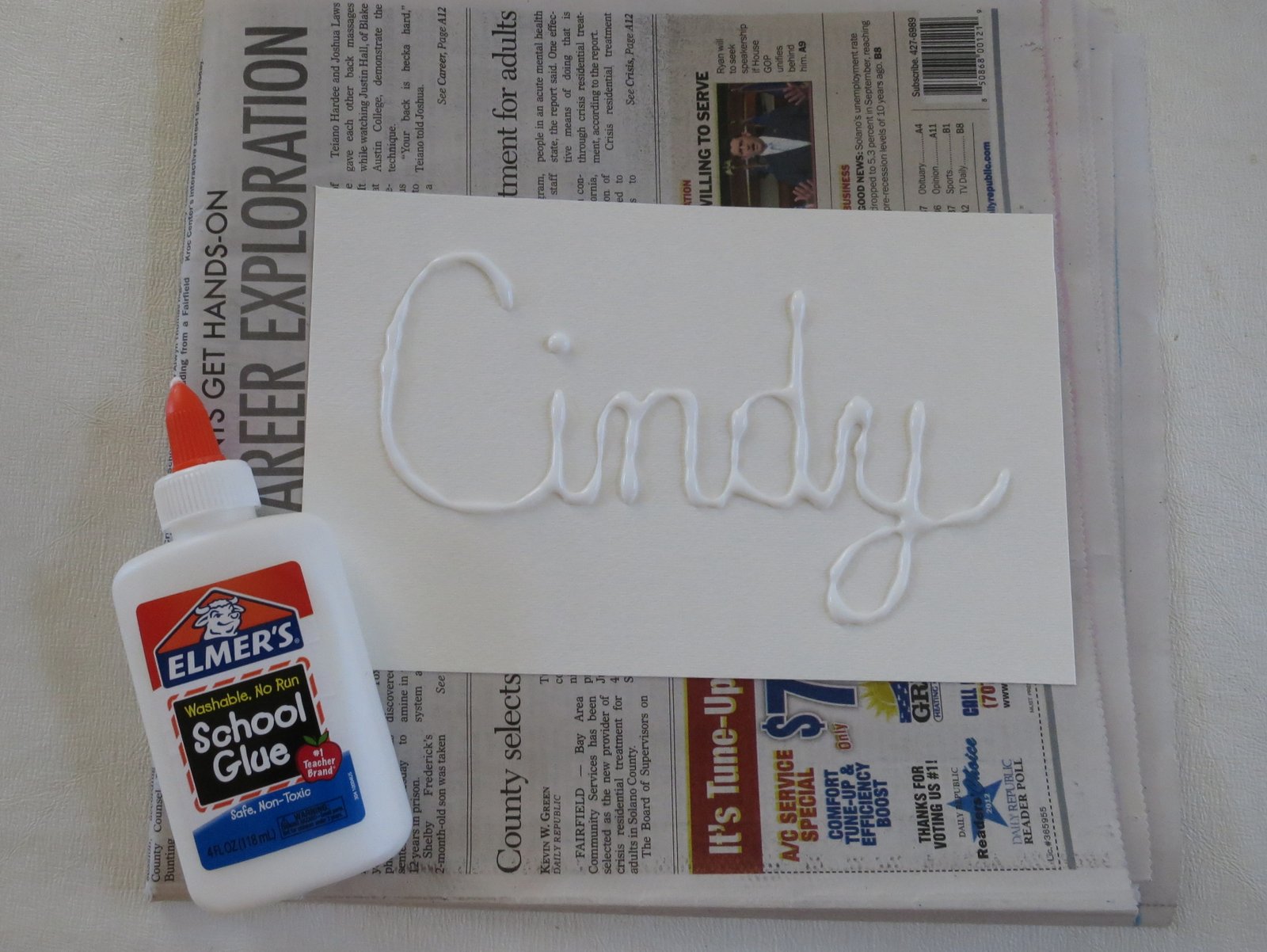 Cindy deRosier: My Creative Life: Glue-Resist Cursive Name Art