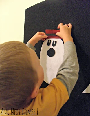 Making a ghost on the felt board from And Next Comes L