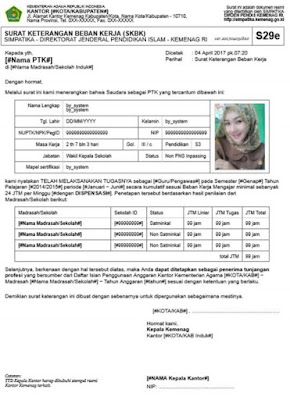Surat Keterangan Beban Kerja (SKBK)
