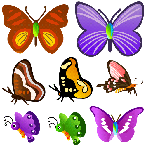 Mariposas cartoon varios estilos - Vector