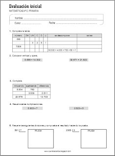 EL BLOG DE CUARTO: EVALUACIÓN INICIAL DE LENGUA Y MATEMÁTICAS DE 4º EL BLOG DE CUARTO: EVALUACIÓN INICIAL DE LENGUA Y MATEMÁTICAS DE 4º