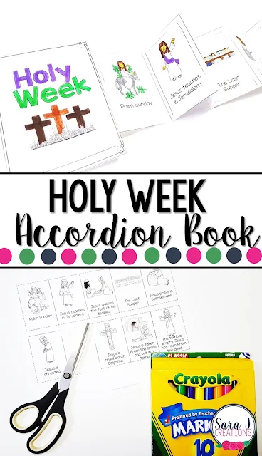 Holy Week printable mini book is the perfect activity for kids so that they can learn the events of Holy Week and Easter