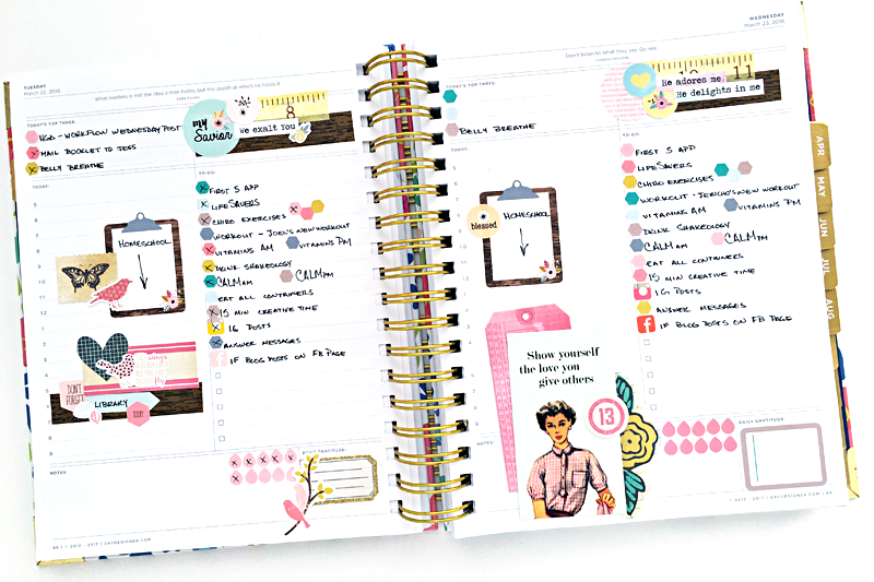 a plan with heathergw process video showing planner decorating with The Reset Girl stickers in a The Day Designer Flagship agenda