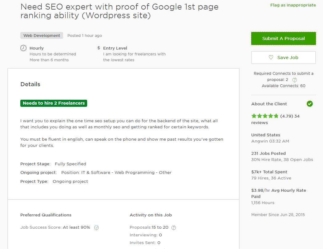 upwork cover letter sample for seo search engine seo cover letter