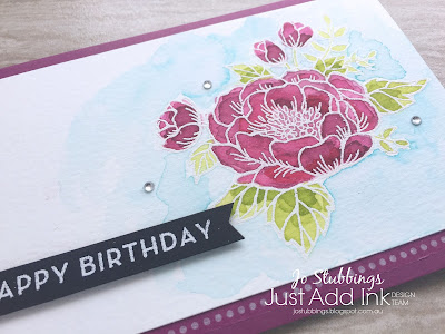 Jo's Stamping Spot - Just Add Ink Challenge #399 - watercolouring using Birthday Blooms by Stampin' Up!