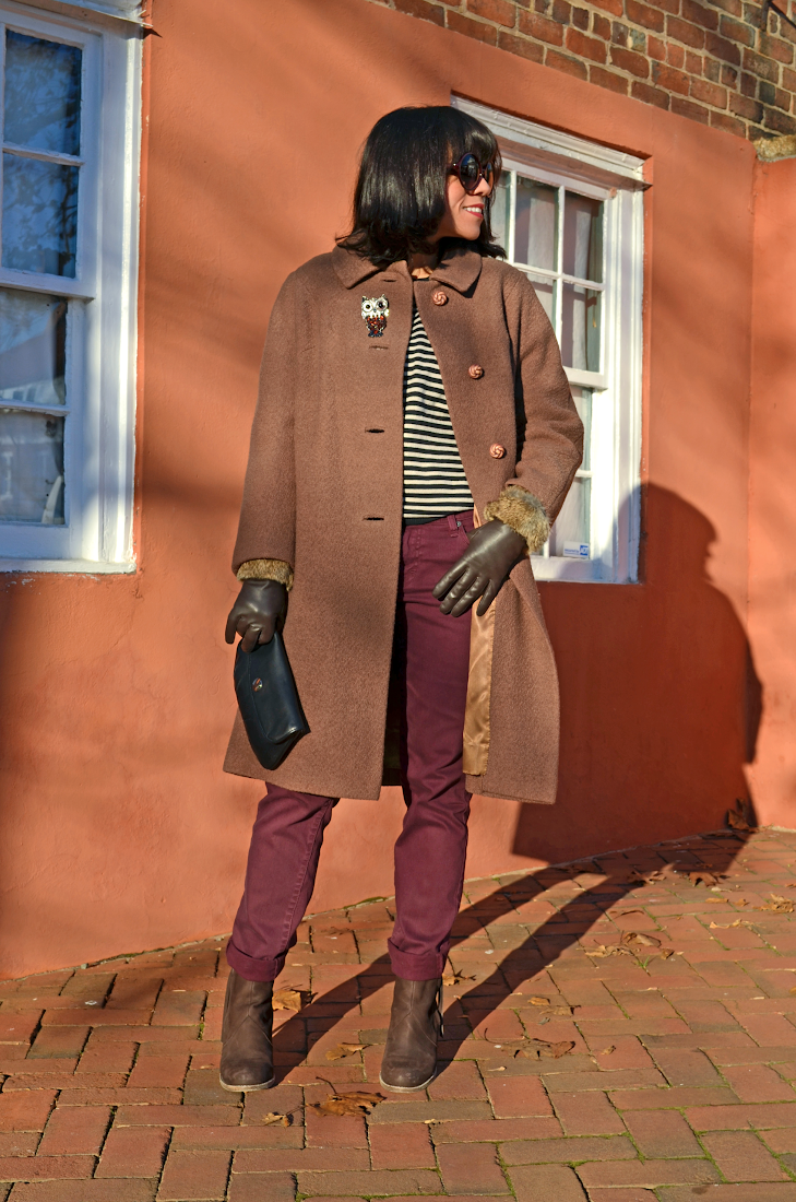 Camel Coat Look Brown Booties