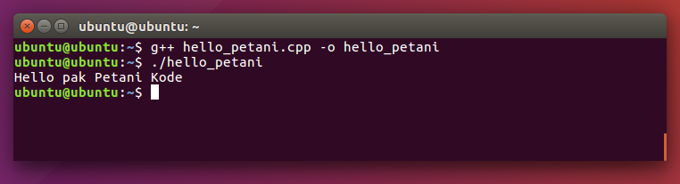 Kompilasi dan eksekusi program C++ di Ubuntu