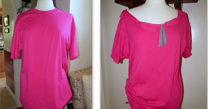 WobiSobi: Project Re-Style #29 Pink T-shirt into off shoulder Tee