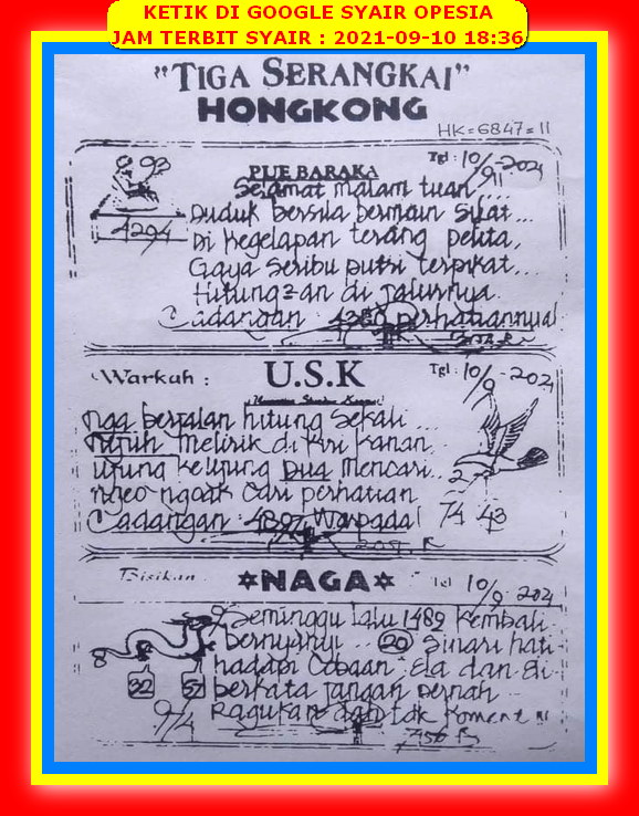 Syair Toto Hongkong 10 September 2021 Royal Syair