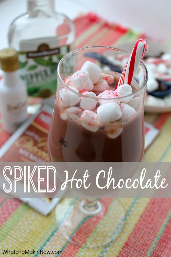 Spiked Hot Chocolate - Peppermint Schnapps and RumChata -- warms the tummy on a chilly night!