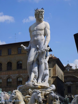 Voyage à Florence, Sculptures, Florence, Giambologna, fontaine Neptune, Bartolomeo Ammannati, Piazza della Signoria, satyre, faune, 