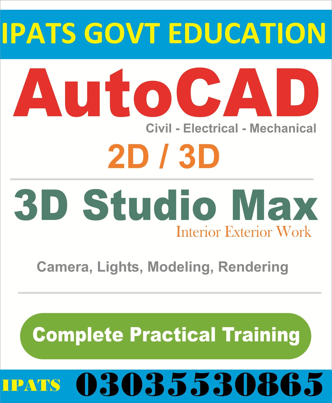 AutoCad 2D/3D Training Course in rwp islamabad, punjab 03035530865 IPATS