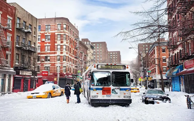 Sneeuw in de straten van New York